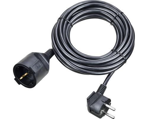 Verlengkabel met randaarde 3 m H05VV-F3G 1,5 mm² zwart met stekker + bus Binnen