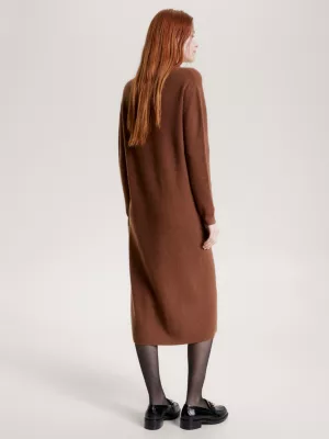 Vestido de malha midi de lã e cashmere com modelagem relaxada