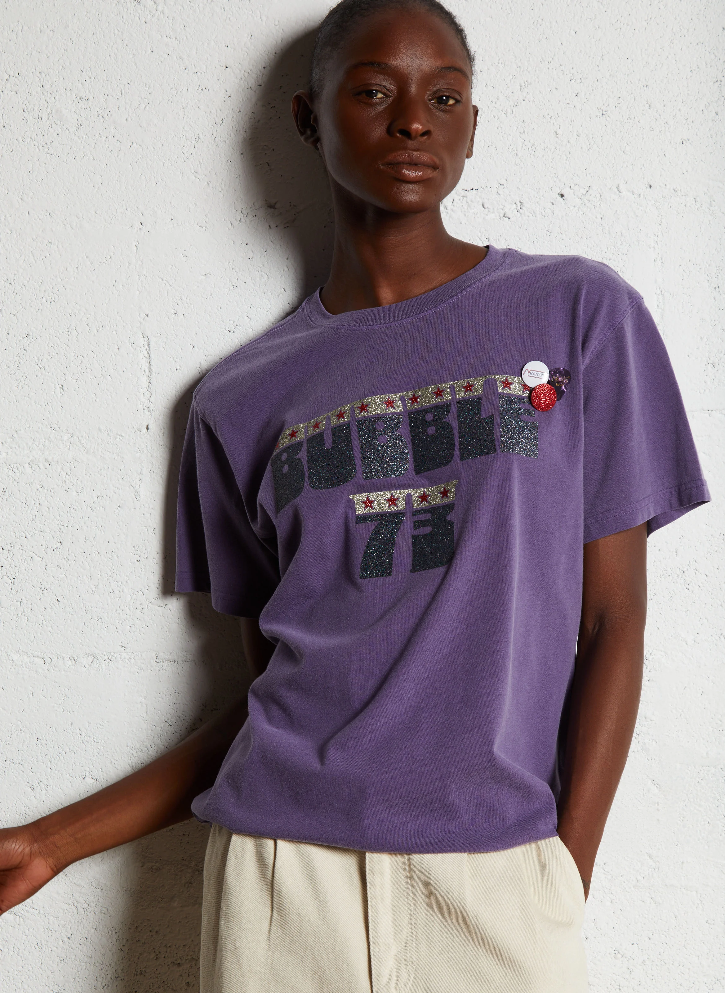 TRUCKER BUBBLE - Tee-shirt droit col rond sérigraphié en coton | Violet