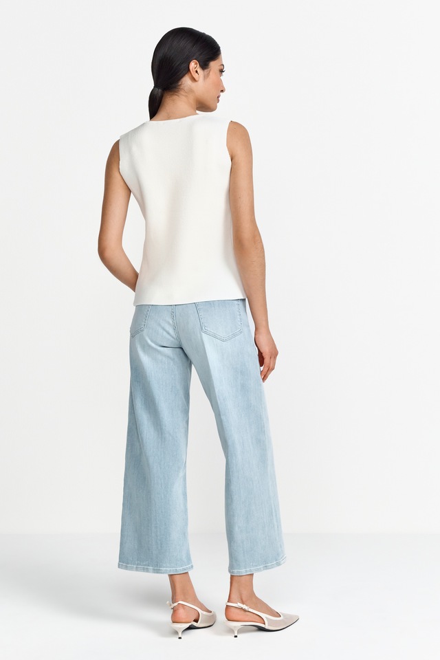 RICHROYAL 7/8-Jeans , Culotte Light Blue Satin Denim