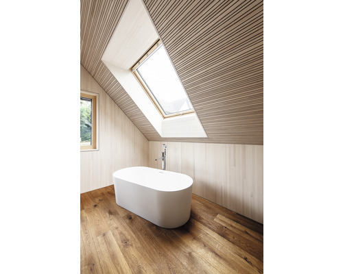 Akoestisch paneel LIGNO® wit spar onbehandeld, lamelbreedte: onregelmatig 12 - 25 mm, 1455 x 300 x 25 mm