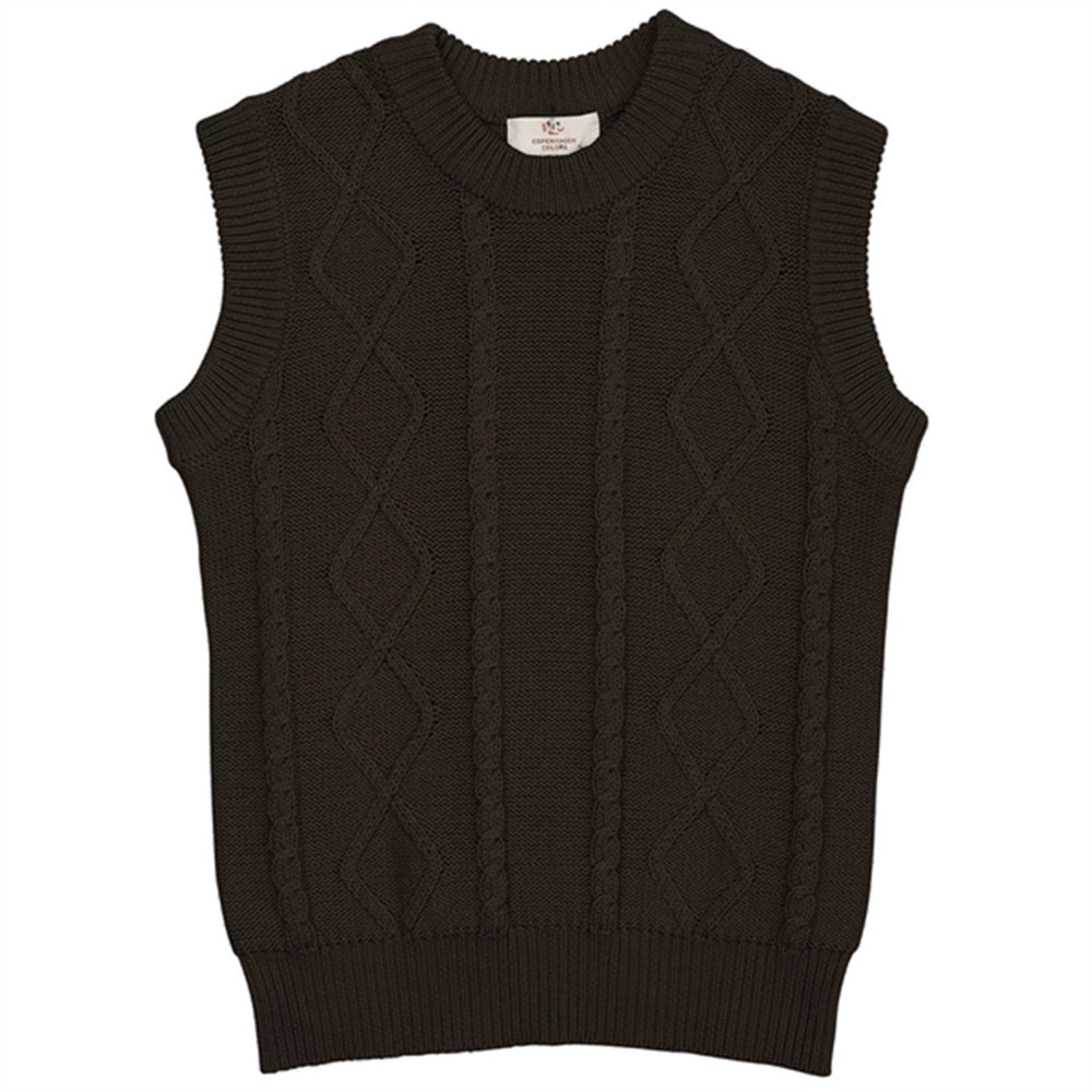 Dark Brown Strikket Cable Vest
