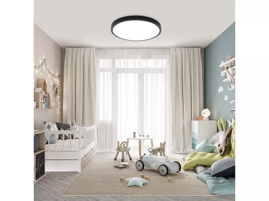 Anten Smart Plafonnier LED 24W(Ø 30cm)|Rétroéclairage RGB| Température de Couleur Réglable de 3000-6500K |Compatible avec Alexa/Google Assistant,Noir