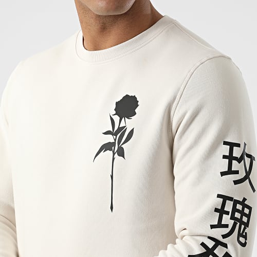 Sweat Crewneck Oriental Mono Beige Noir