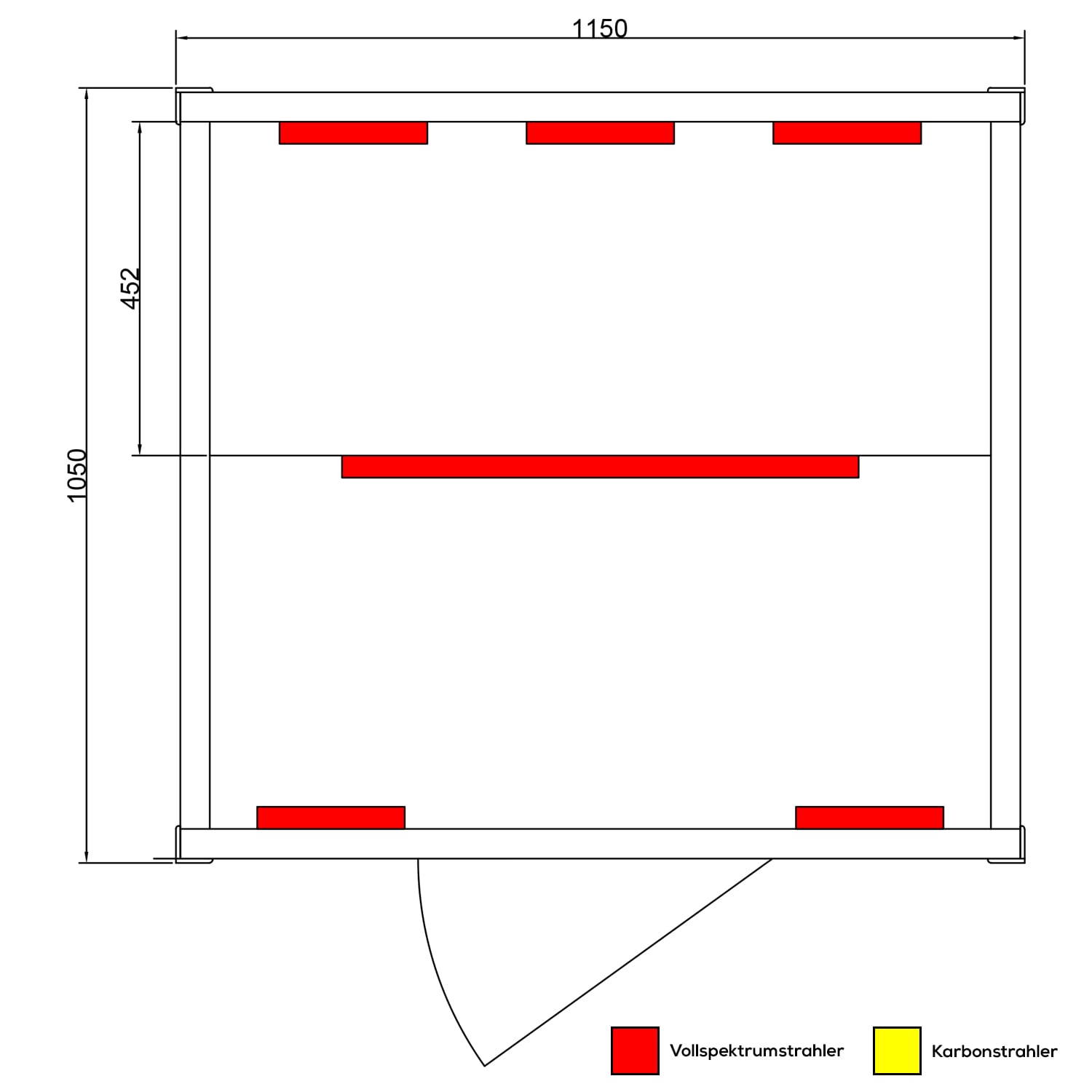 Dewello® Infrarotkabine Infrarotsauna HYDER 115cm x 105cm inkl. 6 Vollspektrumstrahler, Radio, Farblicht, 2 Personen,LED