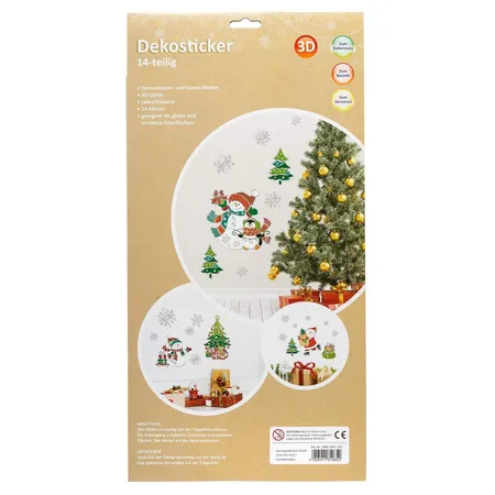 Idena 3D Wandsticker geprägt Tannenbaum/Santa, bunt