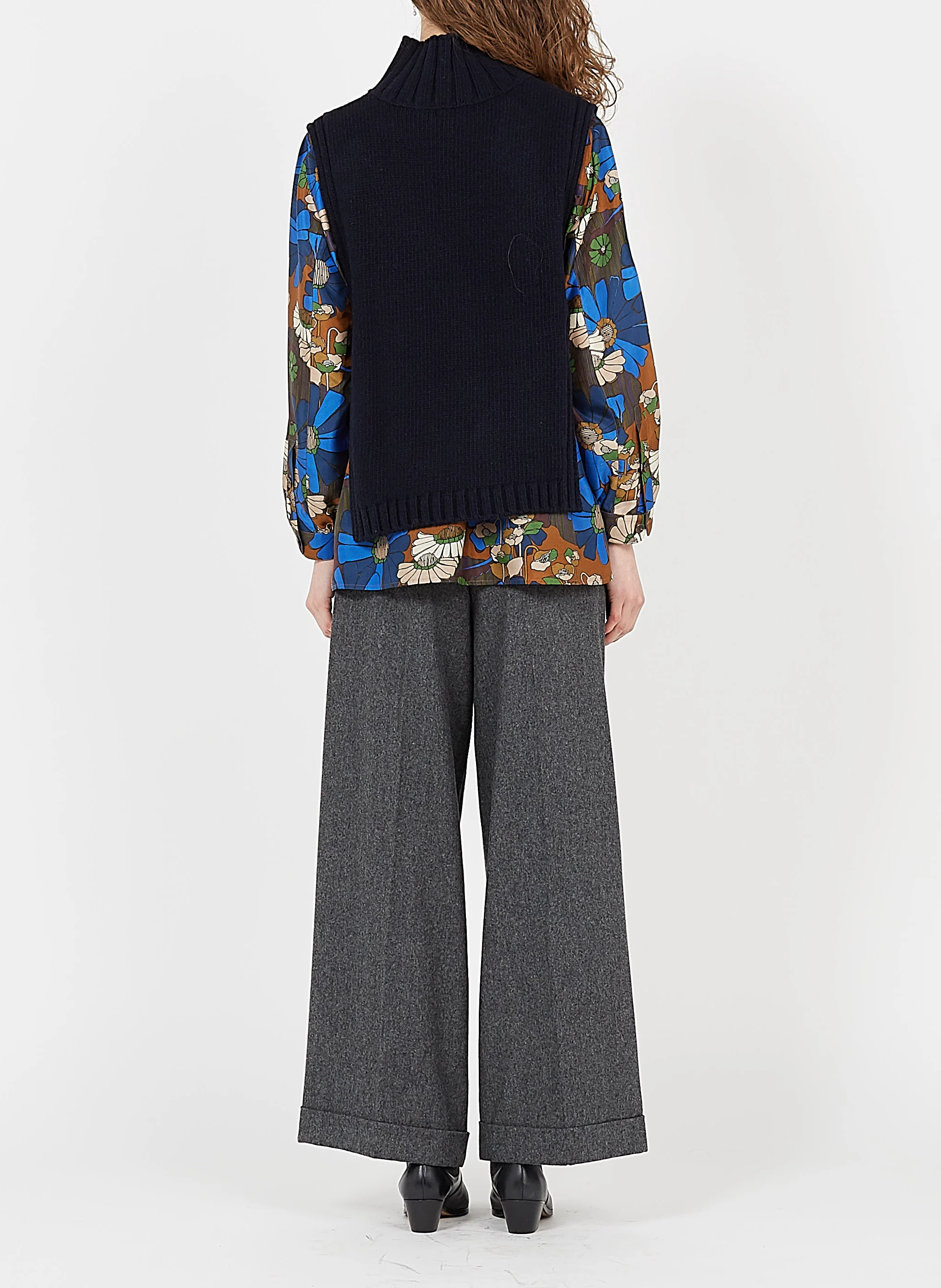 OR - Pull col montant sans manche en laine mélangée | Bleu