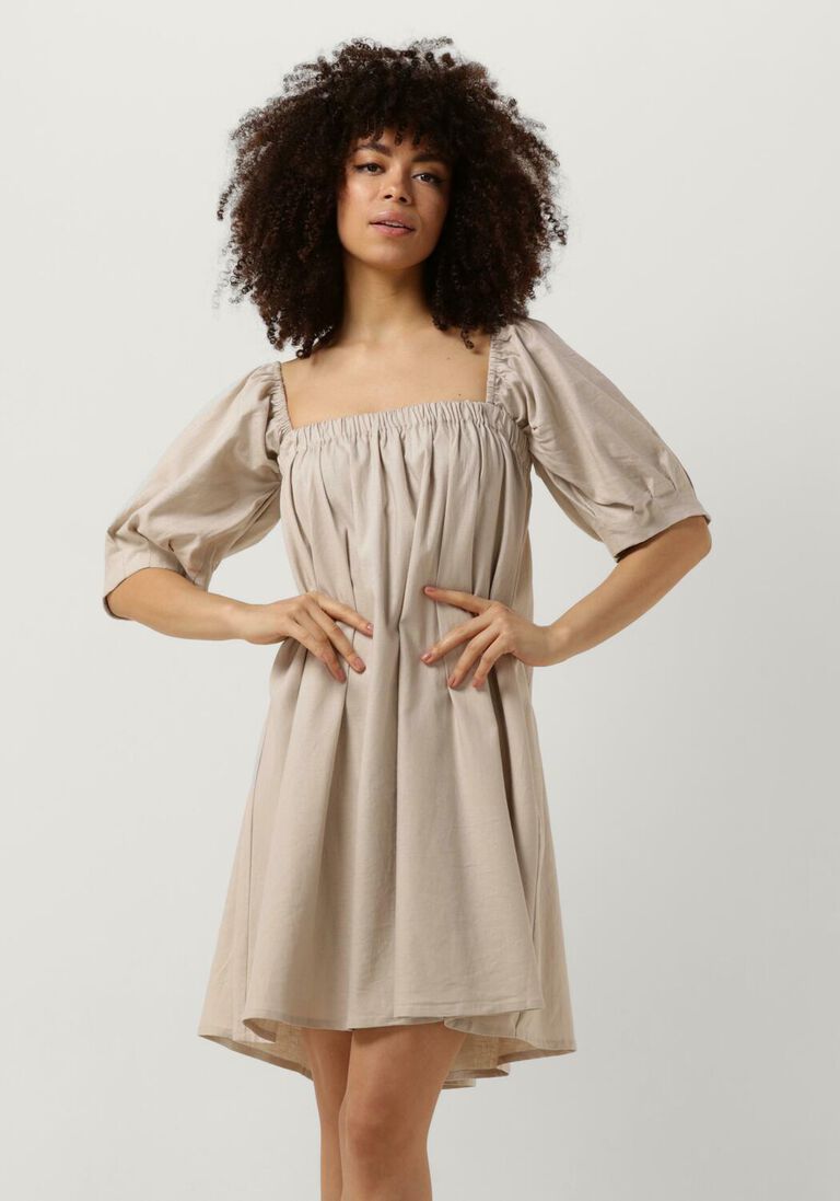 GESTUZ beige gestuz mini jurk lizagz linen short dress