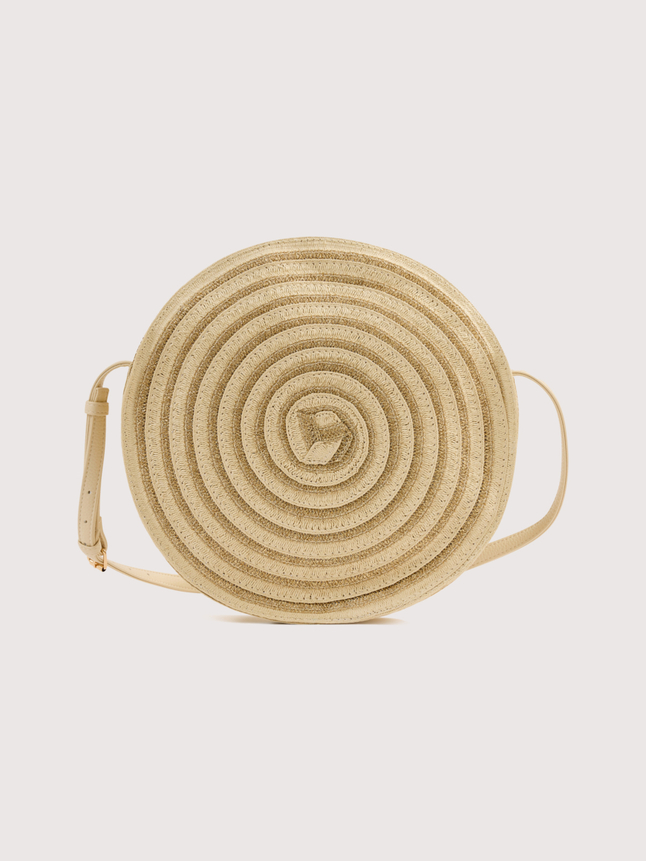 Sac besace paille fantaisie rond