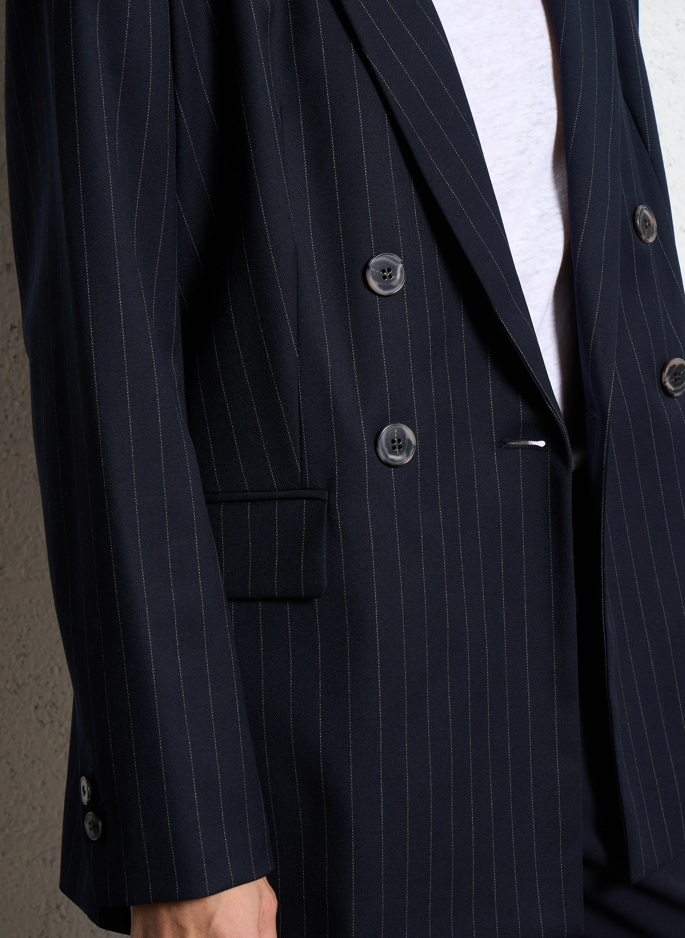 FLORINE - Veste de tailleur cintrée à rayures | Bleu