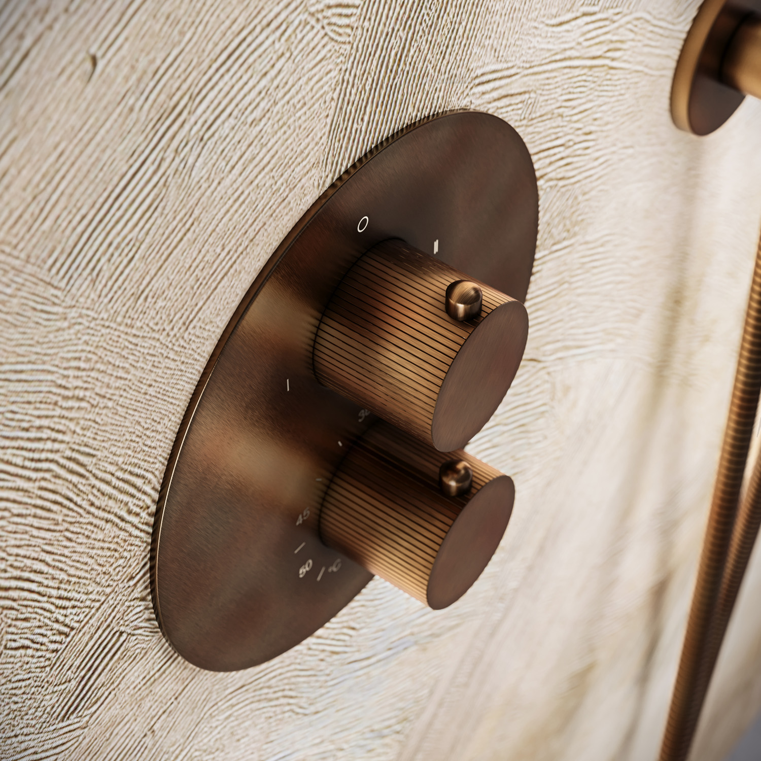 Saniclear Antique Stripes inbouw badkraan rond met vrijstaande uitloop verouderd messing