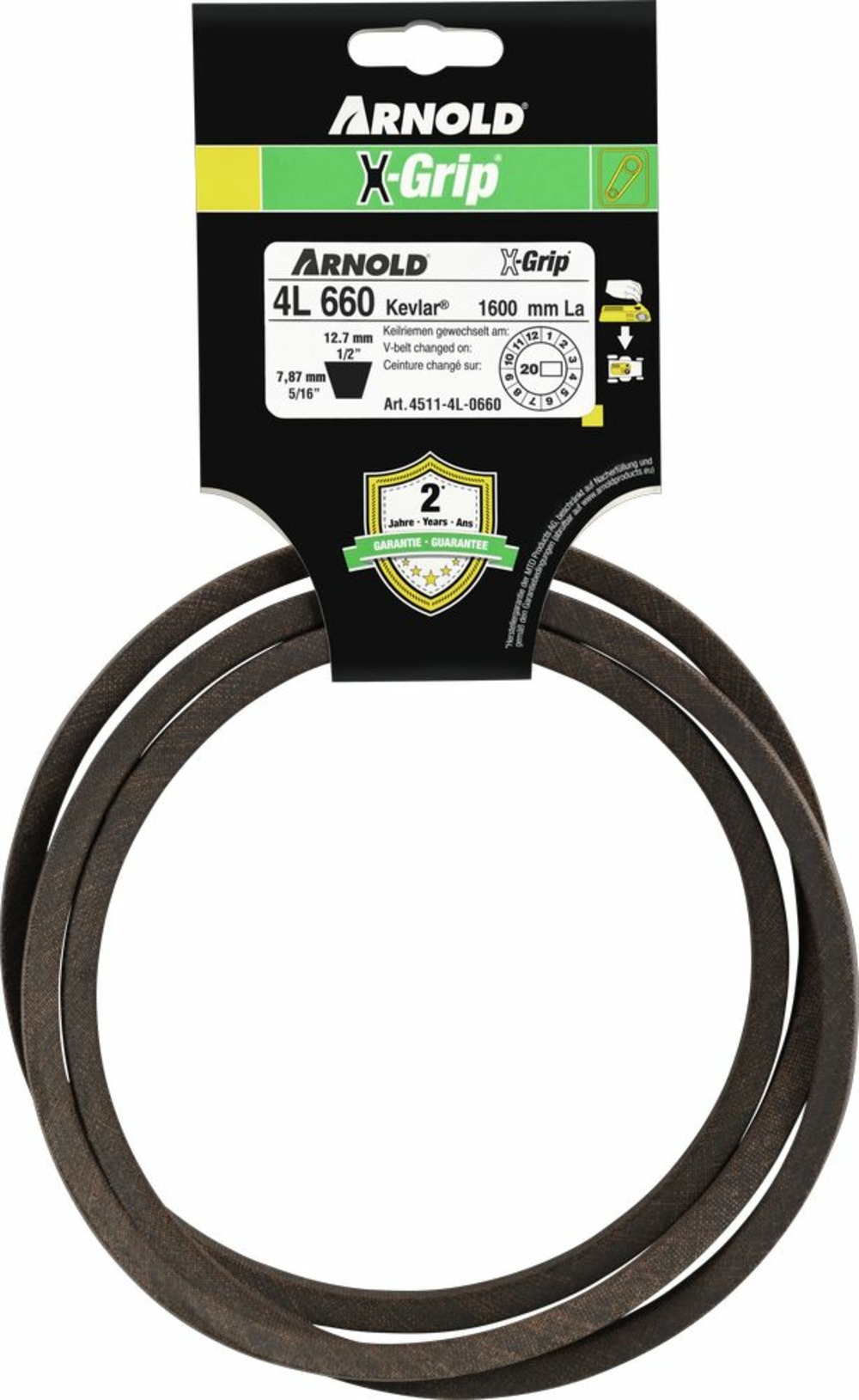 Courroie trapézoïdale x-grip v de type 4l660