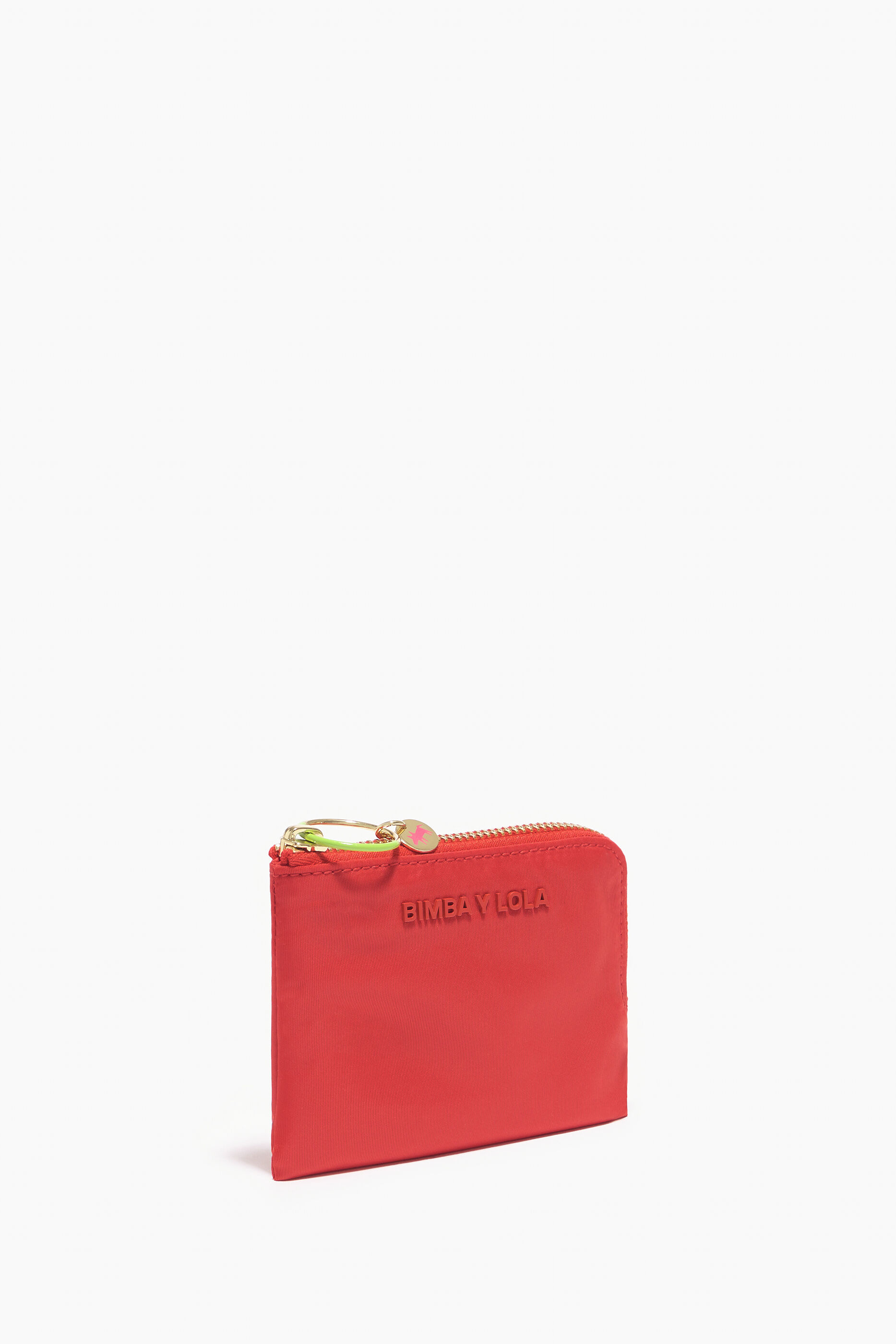 Porta-moedas curvo em náilon vermelho