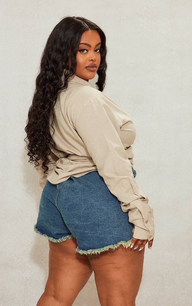 Chemisier Grande Taille Aspect Lin Avec Nœud Devant