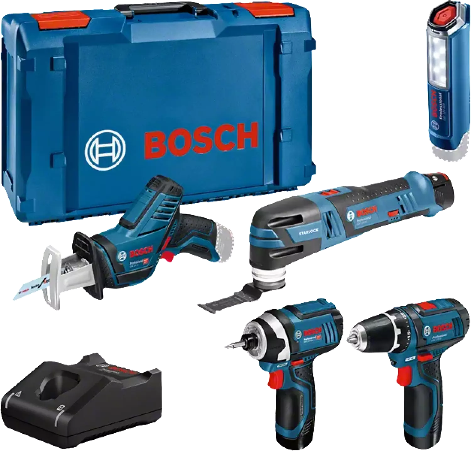 Bosch 5 tool kit 12V accu combiset (3x 2.0Ah) in L-Boxx