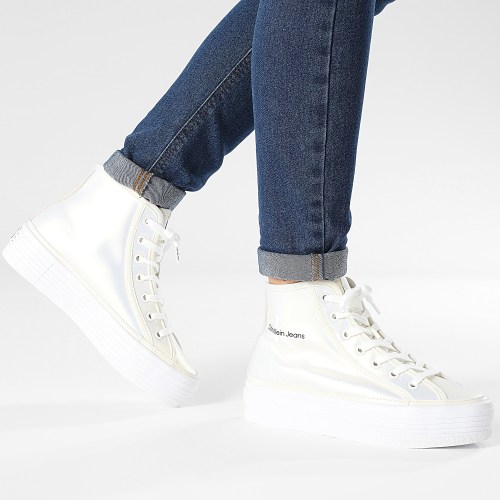 Baskets Femme Bold Vulcan Flatform Mid Lace Up 1226 Creamy White Eggshell