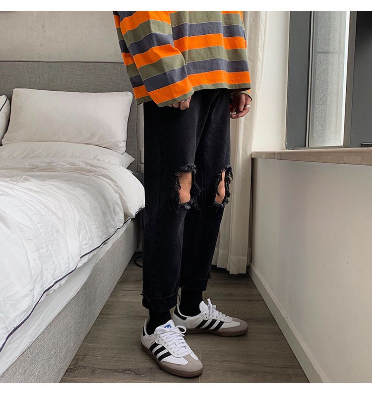 POSI - Versleten cropped straight leg jeans