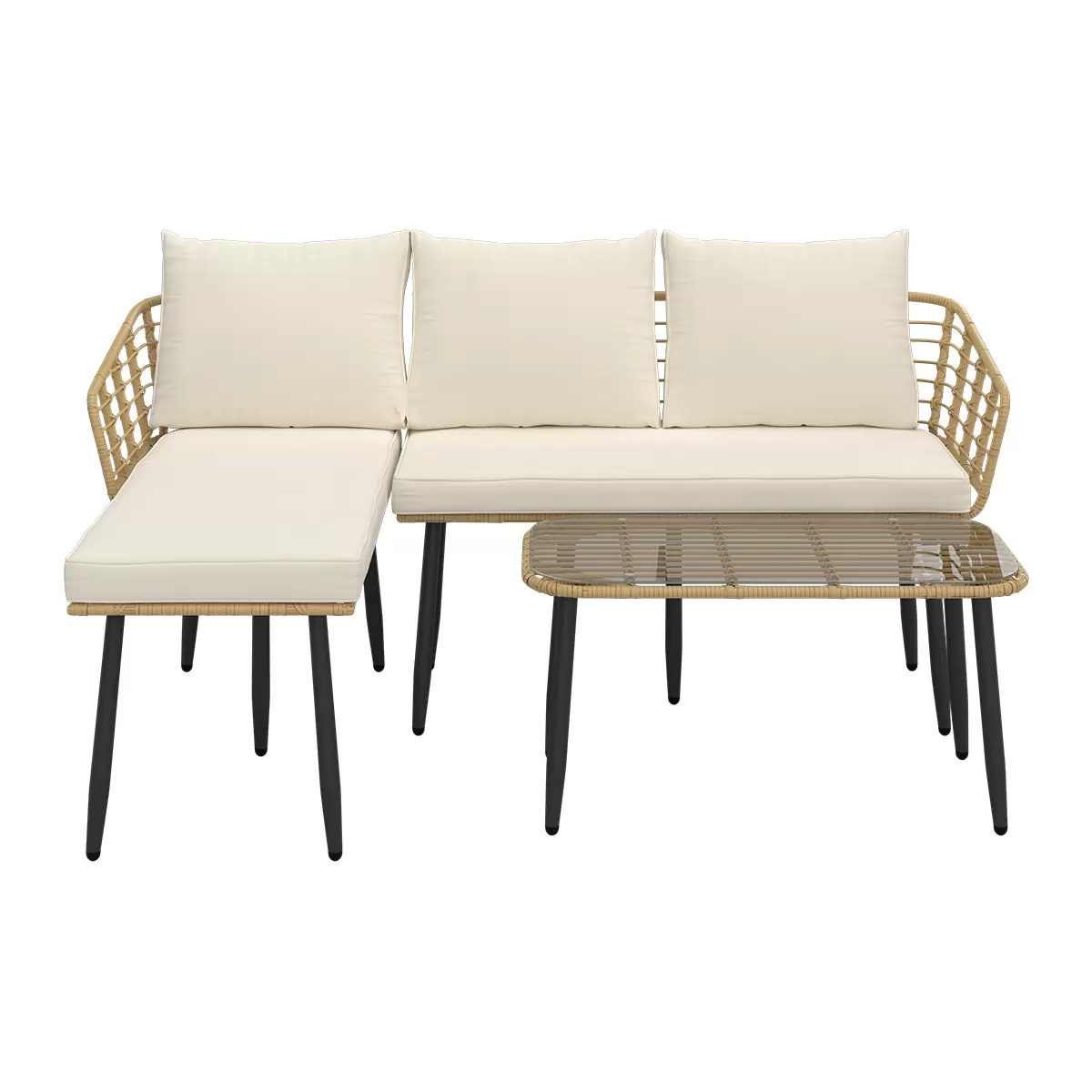 Beldano Loungegarnitur Kreta 2-teilig beige,grau,schwarz
