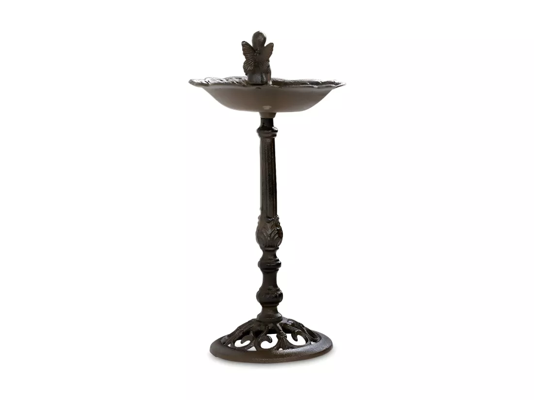 Abreuvoir oiseau ange sur pied fonte Fonte Marron - Décoration d'Autrefois
