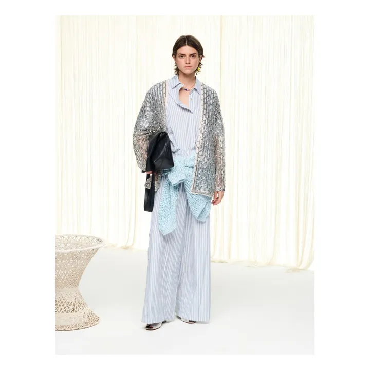 Forte Forte Chemise Boxy Rayures Taffetas | Bleu ciel