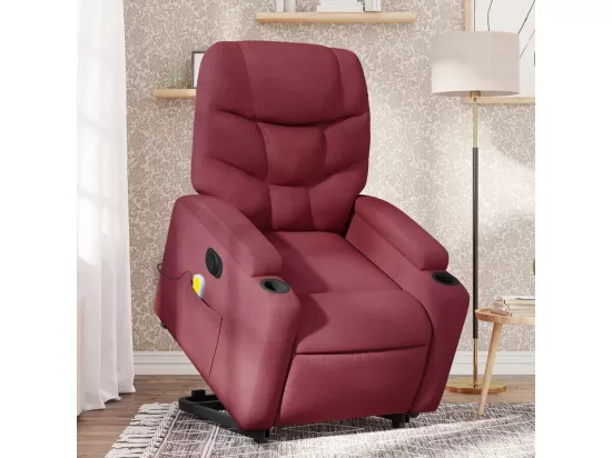 Fauteuil inclinable massant électrique Rouge bordeaux Tissu