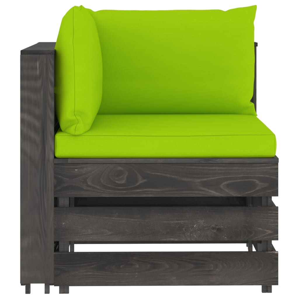 Salon de jardin meuble d'extérieur ensemble de mobilier 9 pièces avec coussins bois imprégné de gris