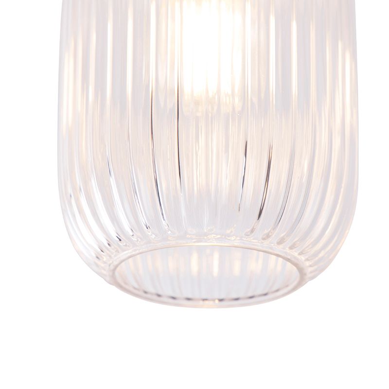 Art Deco plafondlamp messing met helder glas - Banci