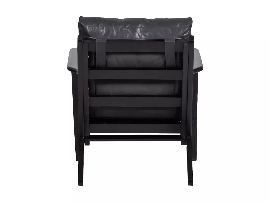 HOUSTON - Fauteuil en cuir véritable noir