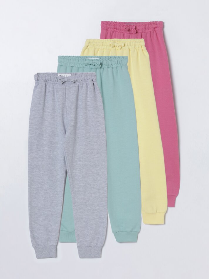Conjunto com 4 calças de moletom básicas - Azul-petróleo