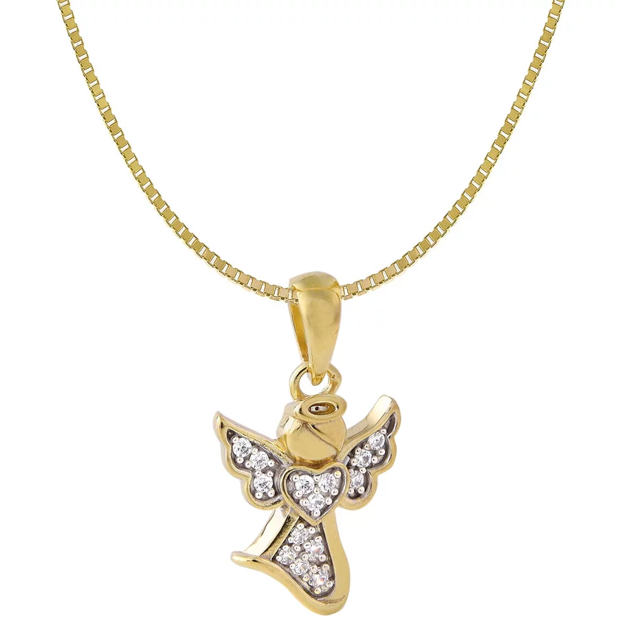 Acalee Halskette für Kinder mit Engel-Anhänger 333  8K Gold bicolor