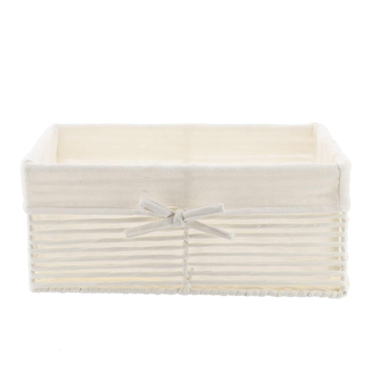 PANIERE EN PAPIER 34X23.5X14CM BLANC TISSU LIN