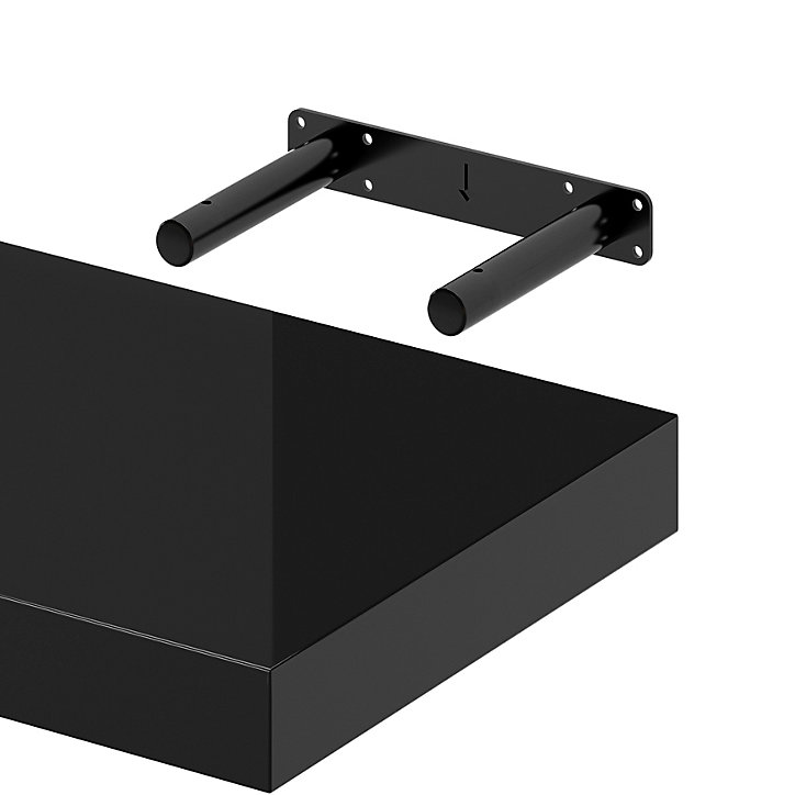 Tablette murale avec fixation invisible Form Cusko noir brillant 30 cm
