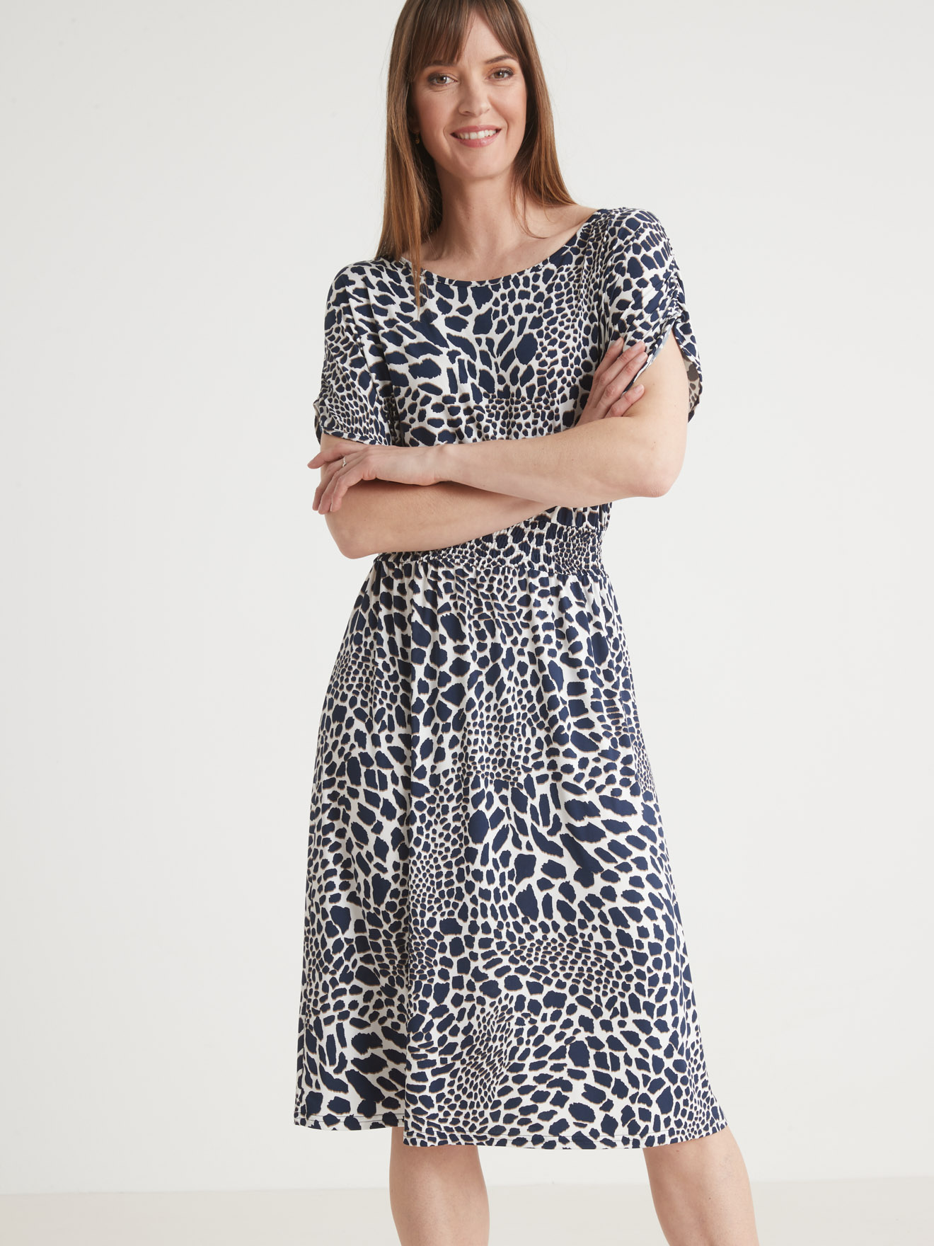 Robe encolure bateau en maille fluide