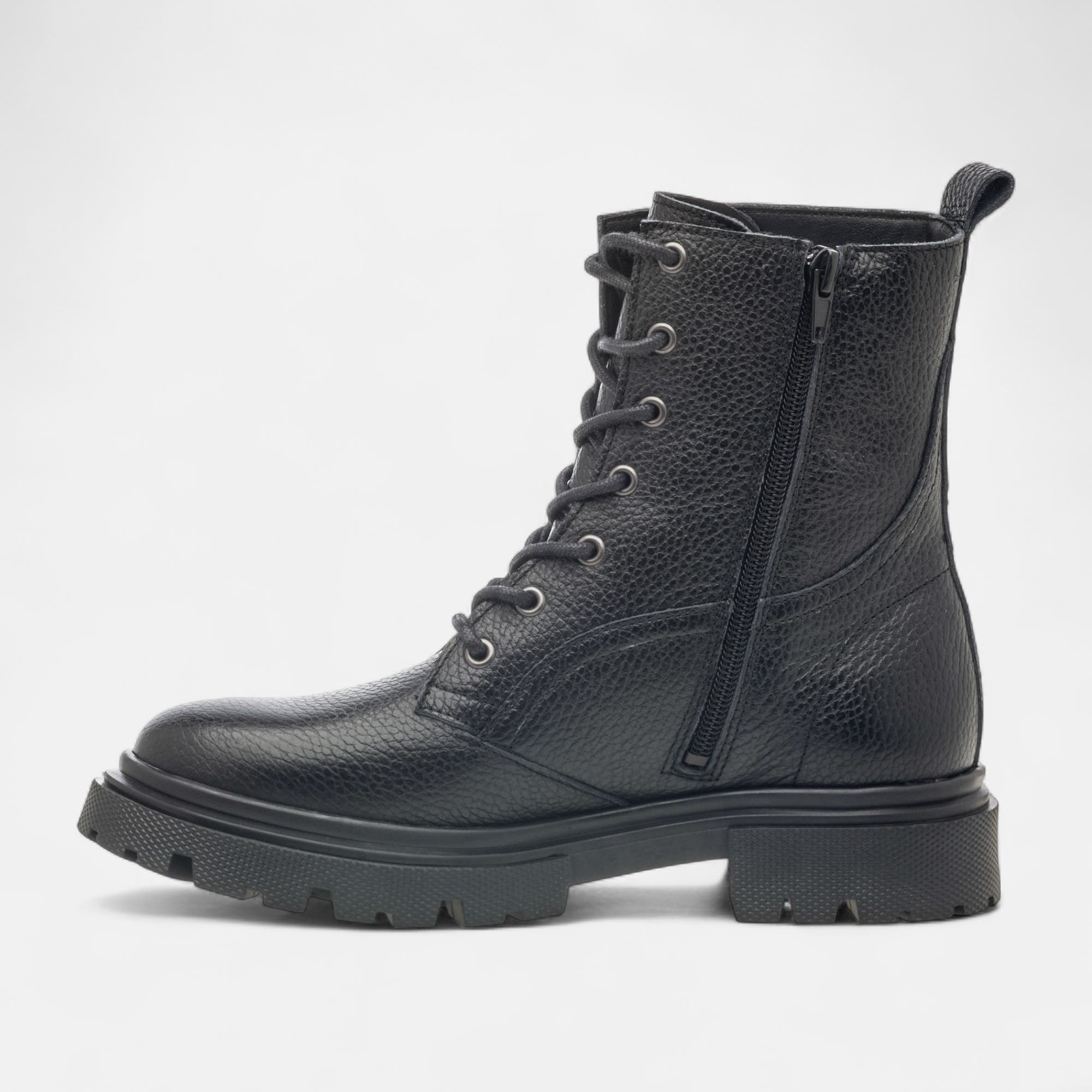 Bottines à lacets Femme en cuir noir