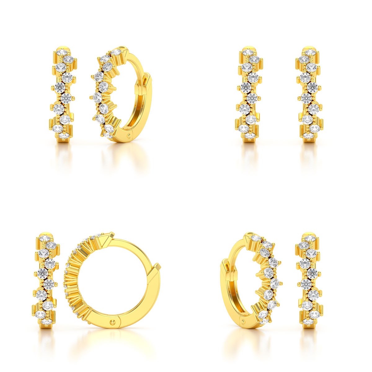 Boucles d'oreilles ADEN Créoles Or 585 Jaune Diamant 1.602grs