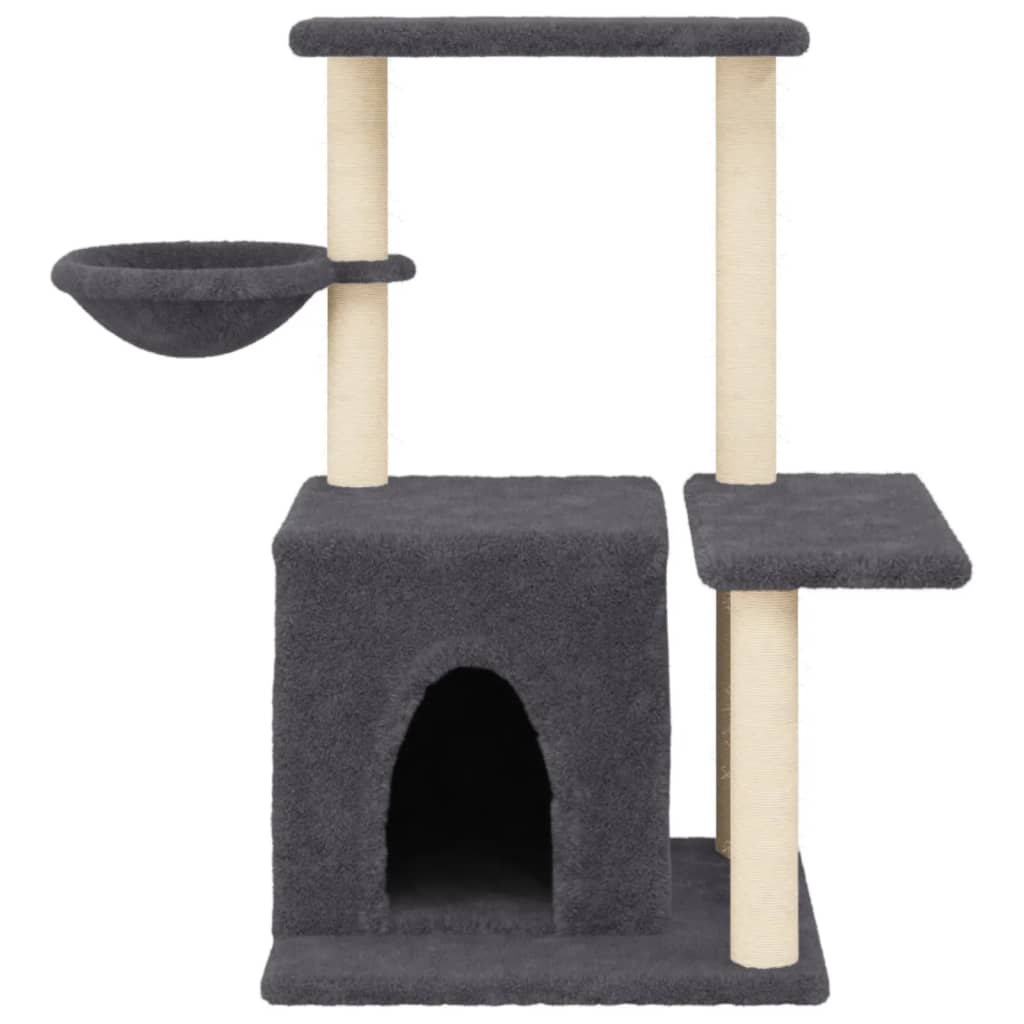 Arranhador para gatos vidaXL com postes de sisal cinza escuro, 83 cm