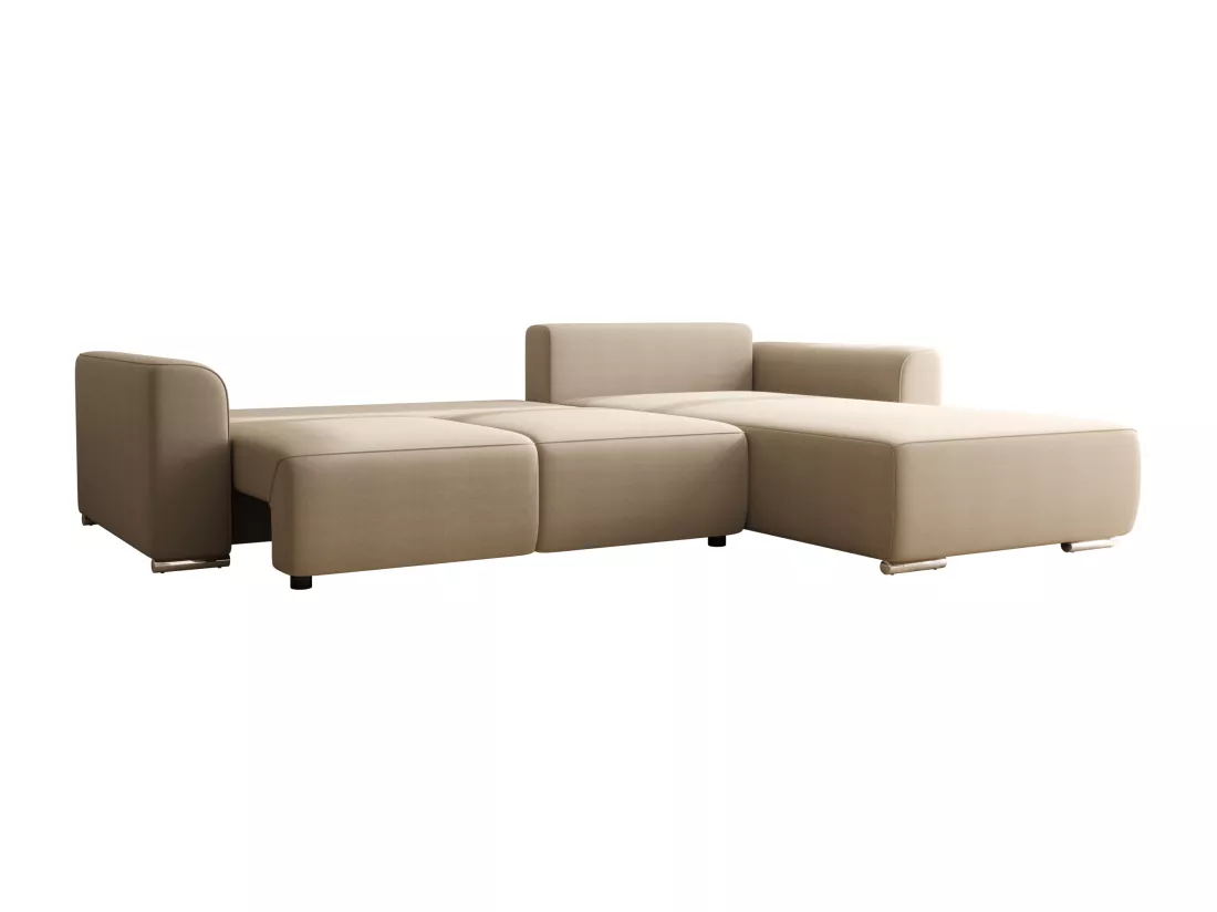 Canapé d'angle convertible et réversible en tissu beige MELTANA