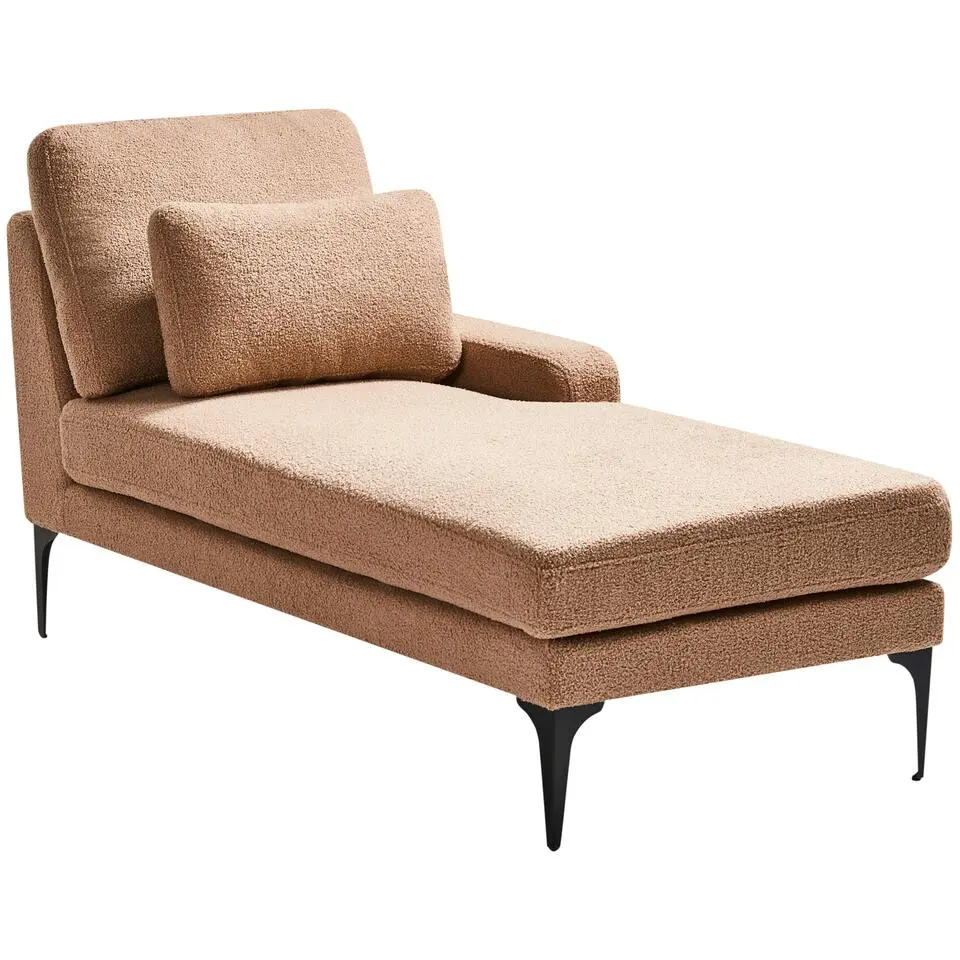 EWRON - Chaise longue - Zandbeige - Linkszijdig - Bouclé