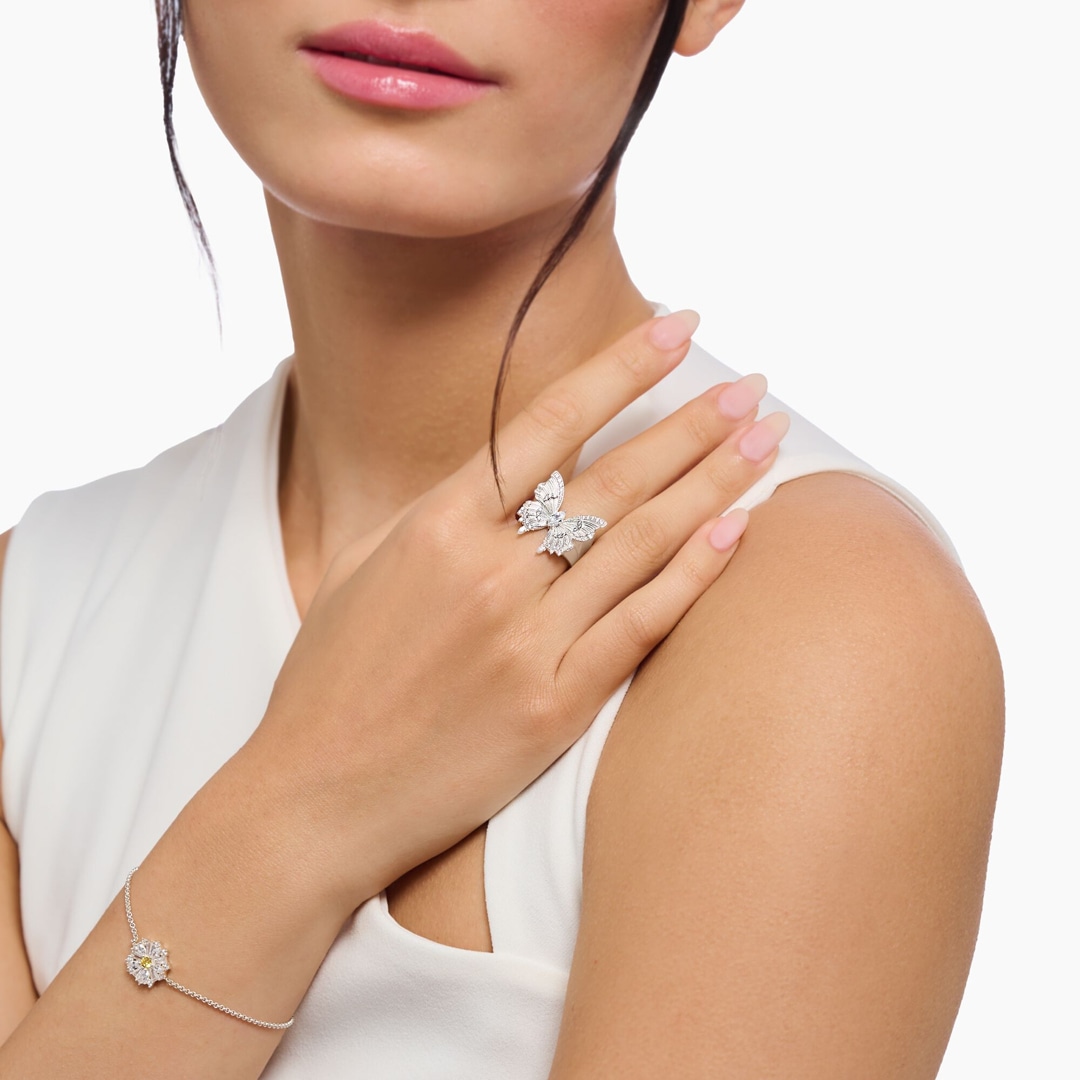 Thomas Sabo Blooming Skies Cocktailring Schmetterling Butterfly Paradise mit Steinen Silber