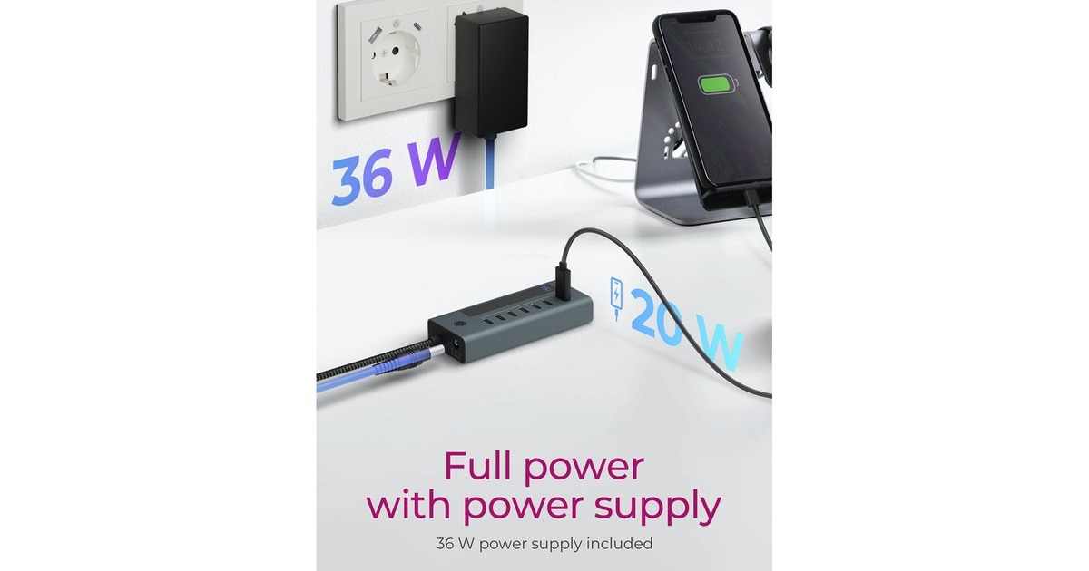 ICY BOX7-Port USB-C 3.2 Gen 2 usb-hub  (Blauwgrijs)