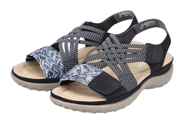 Rieker Riemchensandale  , Sommerschuh, Sandalette, Keilabsatz, mit geflochtener Bandage