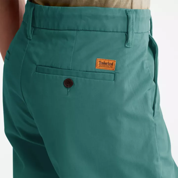 Short chino en sergé extensible pour homme en bleu sarcelle