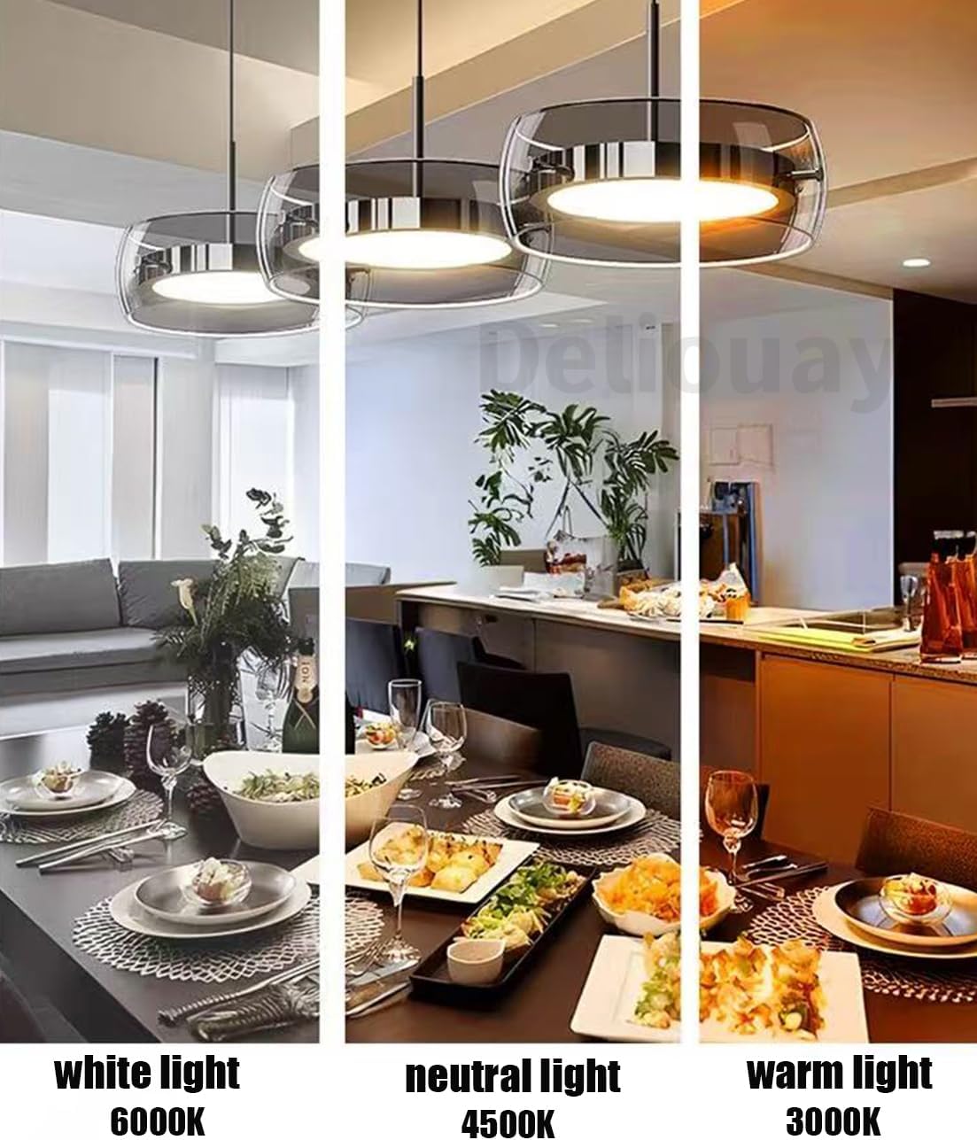Moderne LED Pendelleuchte Wohnzimmerlampe mit Kristall Glas Anhänger Lampe Dimmbar Esstischlampe Hängelampe mit Fernbedienung Pendellampe Höhenverstellbar für Kücheninsel Esszimmer (A3Köpfe)