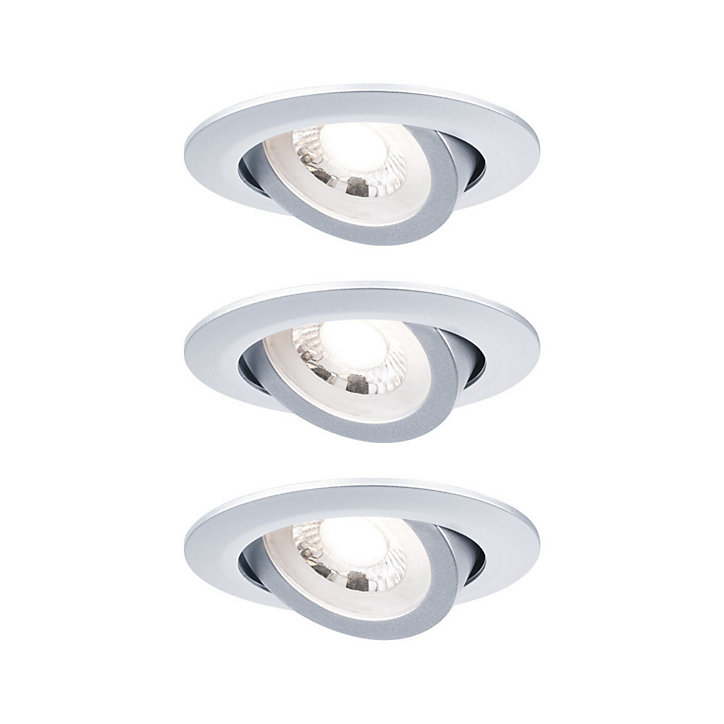 3 spots encastrables Paulmann LED intégrée 3000K IP20 3x580lm rond orientable chromé Paulmann