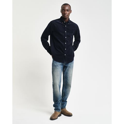 GANT Langærmet Fløjlsskjorte, Evening Blue, XXL