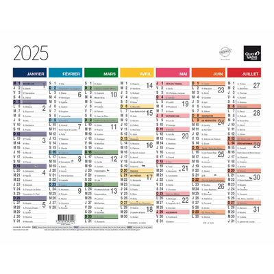 Quo Vadis Arc en Ciel - Calendrier 7 mois par face - 21 x 27 cm