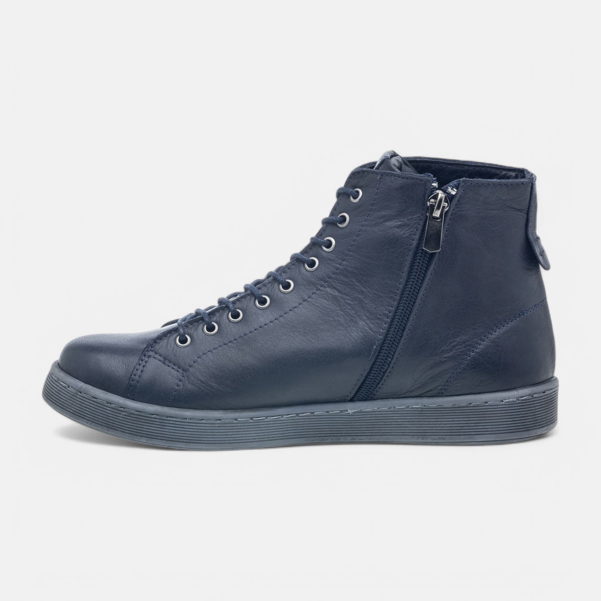 Baskets hautes Femme en cuir bleu marine