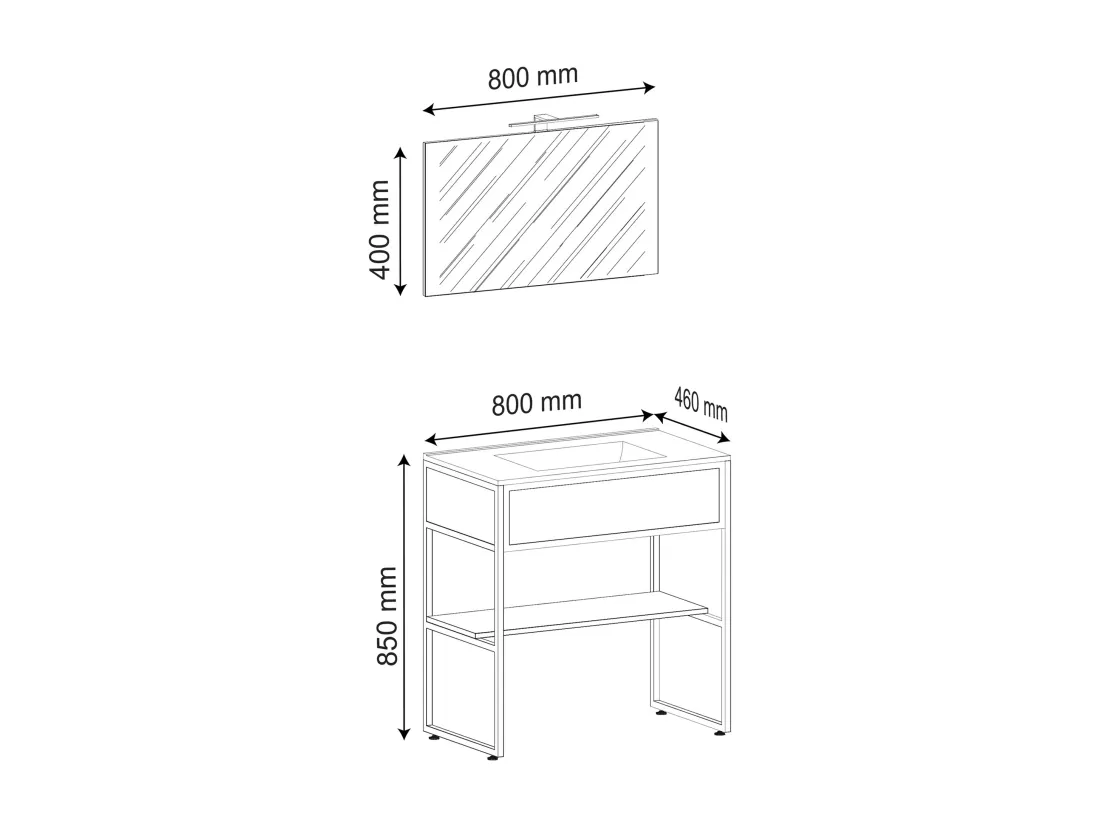 Meuble de salle de bains 3 pièces Bitila 80 V1