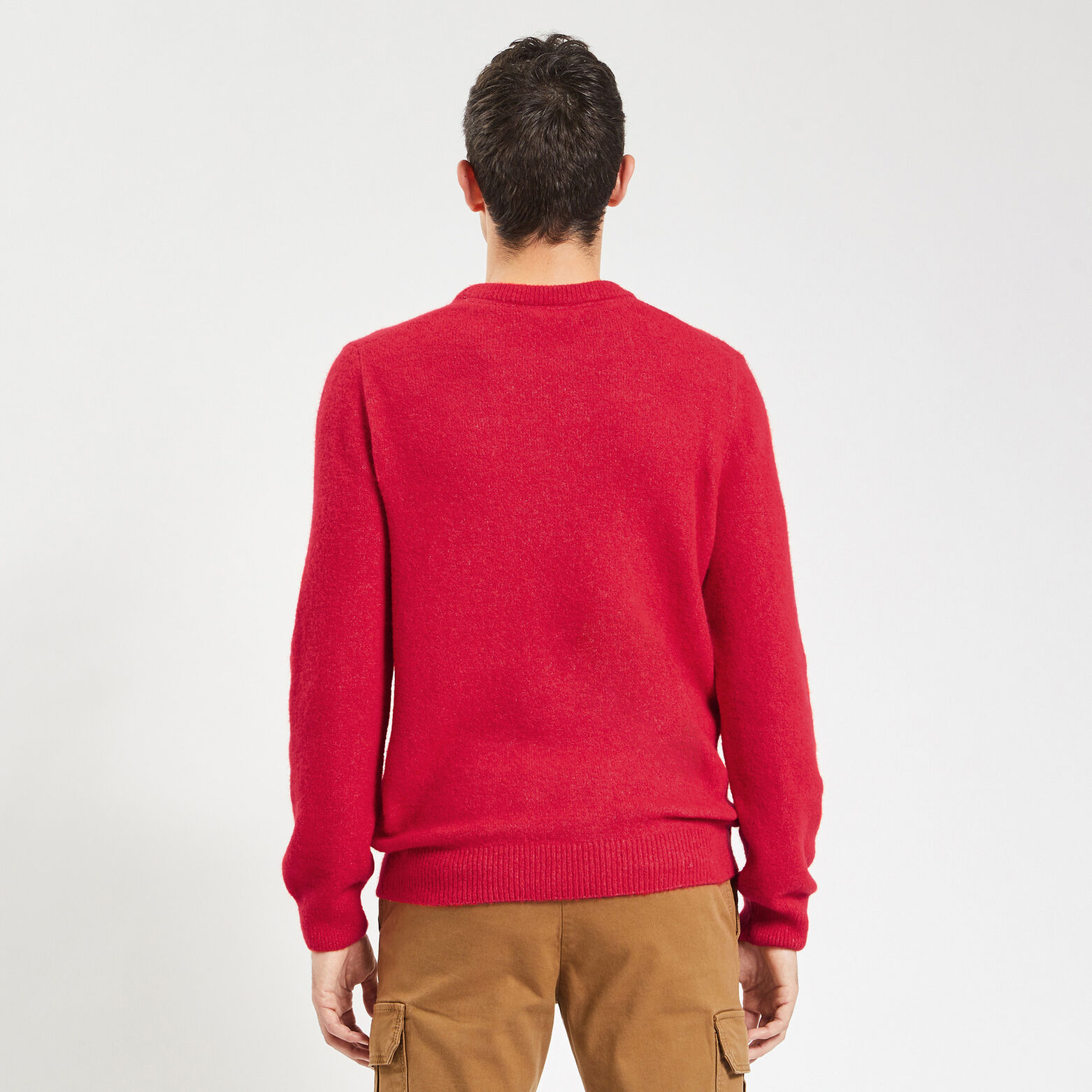 Pull col rond épais Rouge