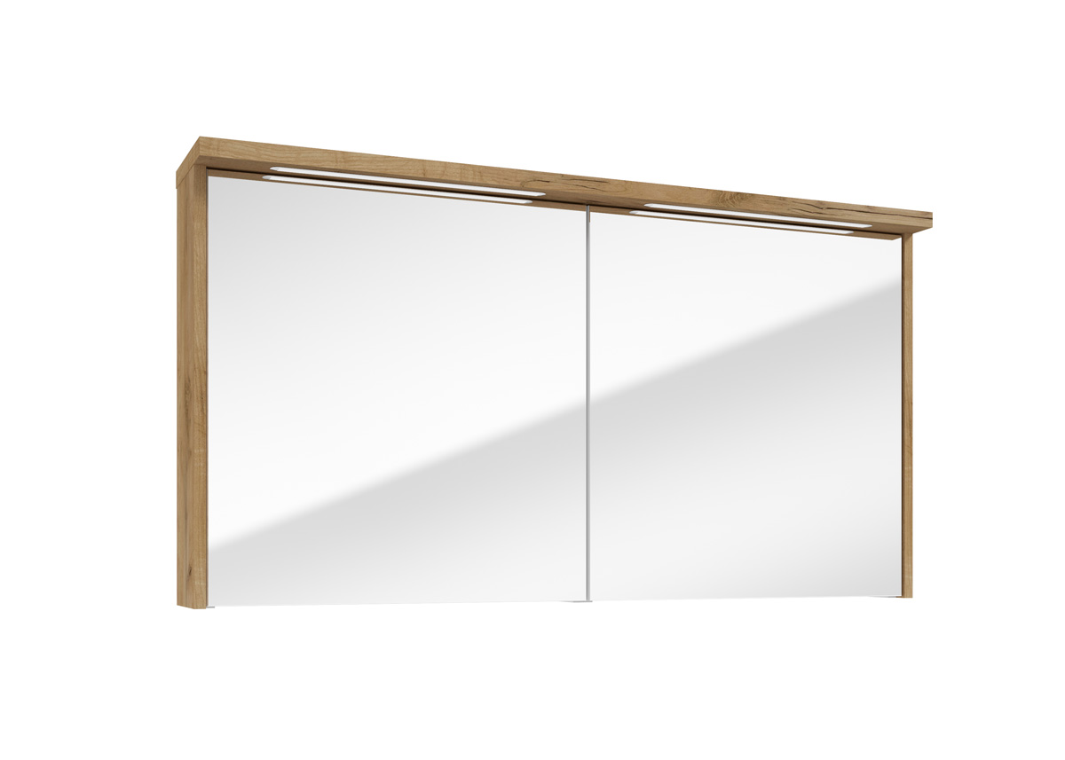 Fontana Grado spiegelkast met verlichting 117cm 2 deuren warm eiken